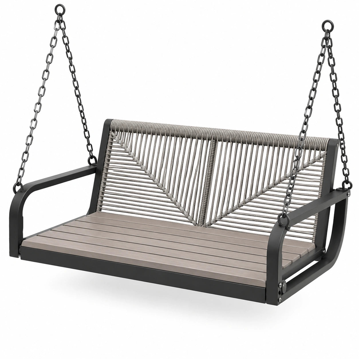 Gartenschaukelbank Stahl Rattan Grau