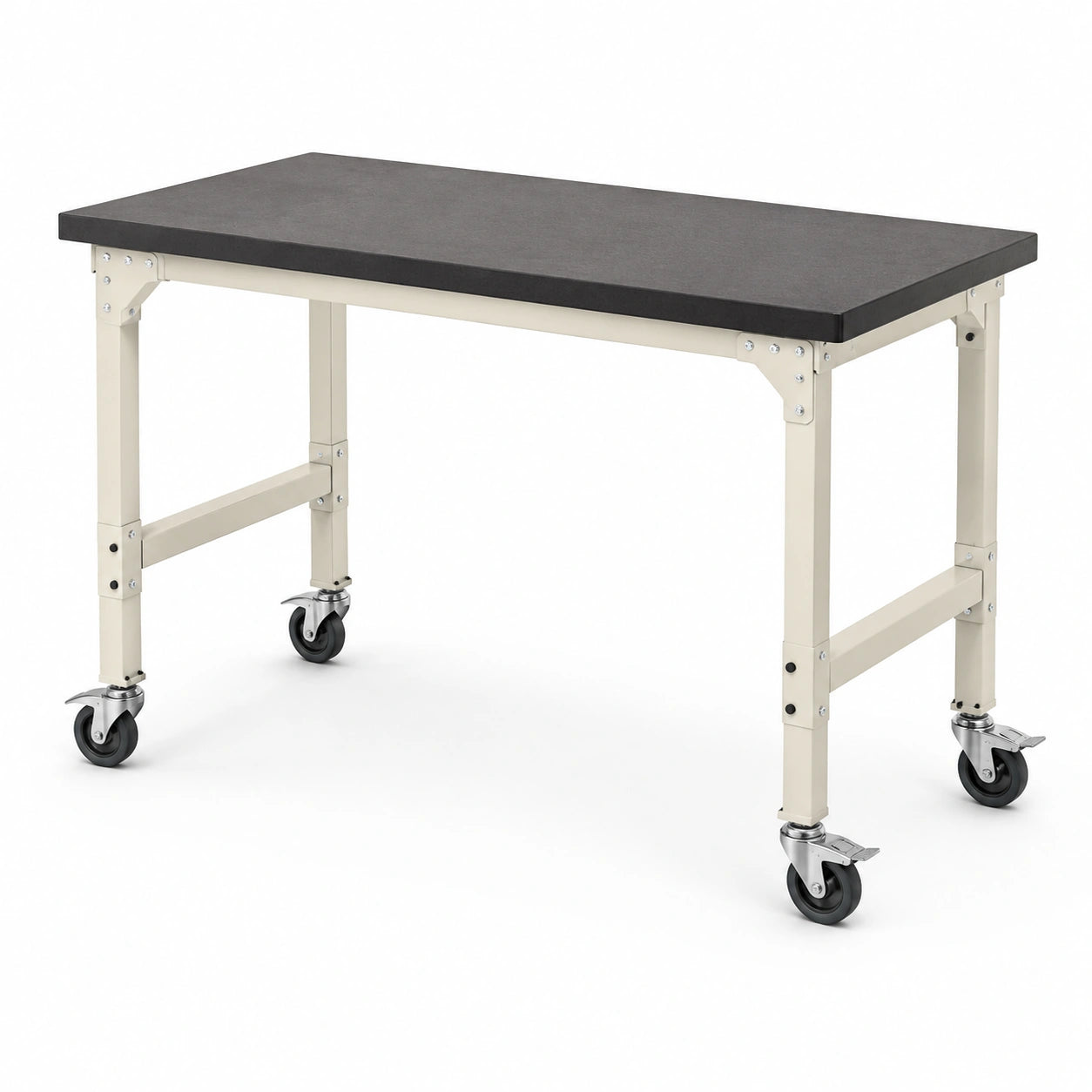 Rechteckige Werkbank mit Rollen 120cm x 60cm x 80cm Stahl und MDF