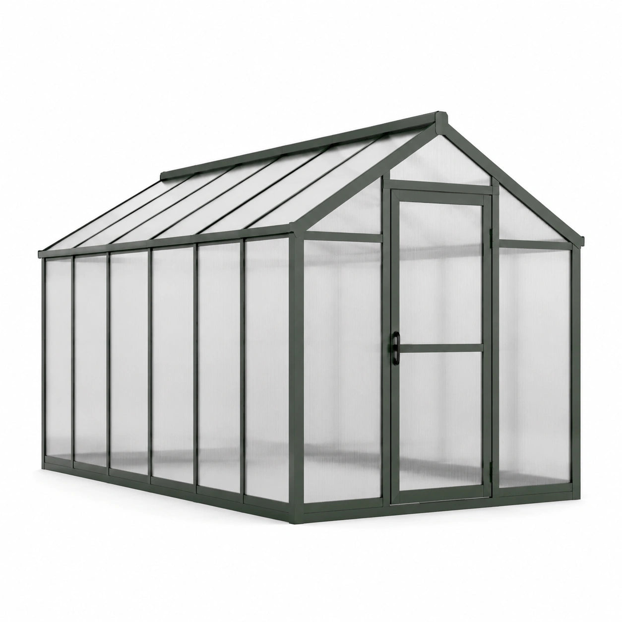 Gewächshaus Polycarbonat Aluminium Dunkelgrün 250x190cm