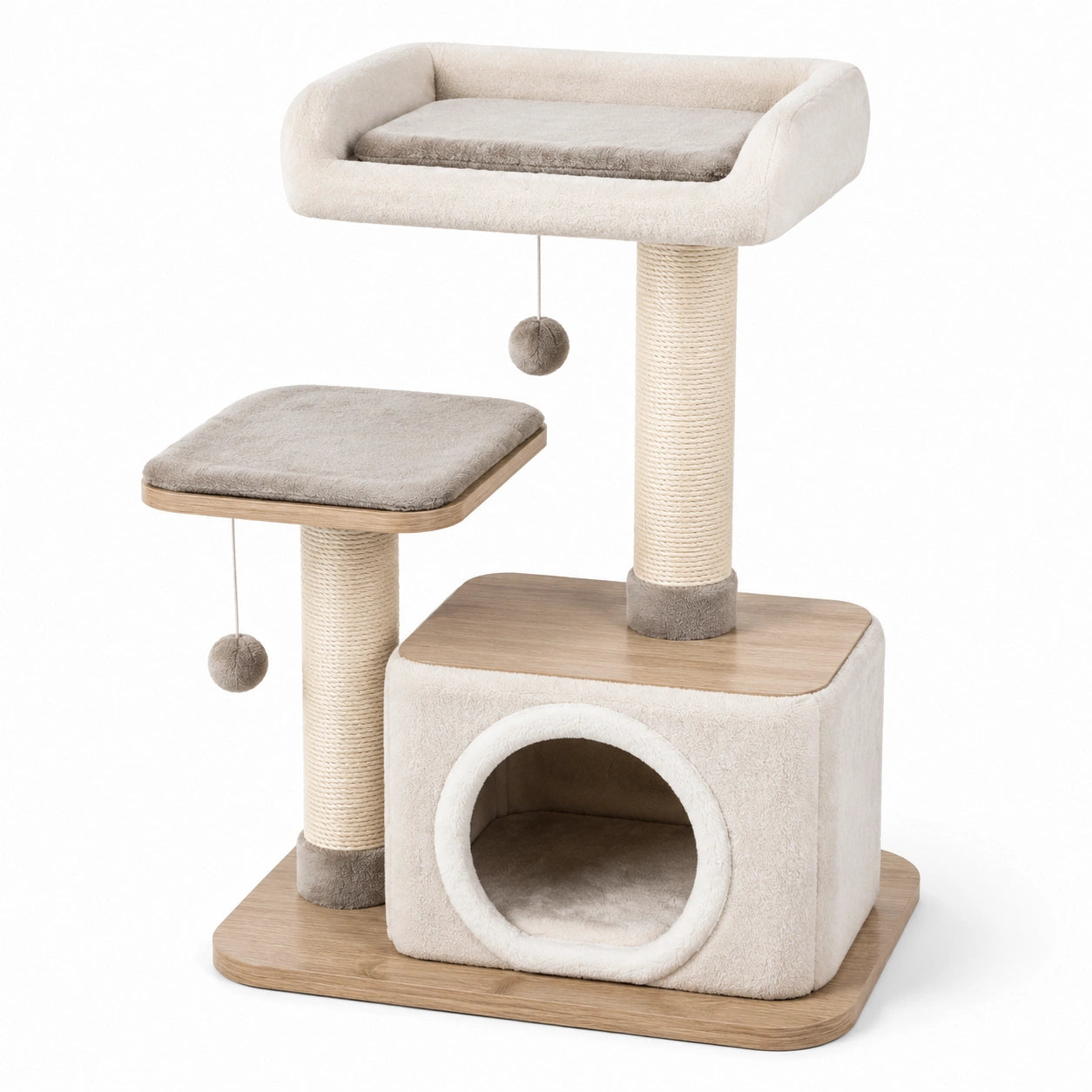 Kratzbaum Rechteckig Holz/Polyester Beige