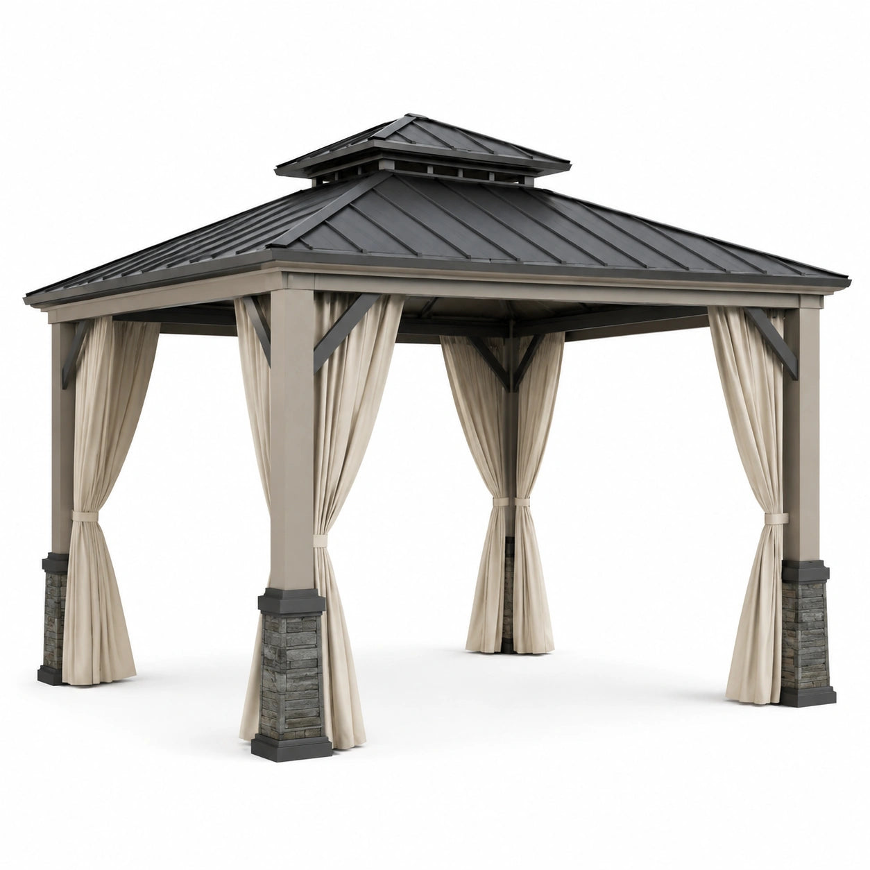 Pavillon Stahl Aluminium Polyester Vorhänge 300x400x300 cm