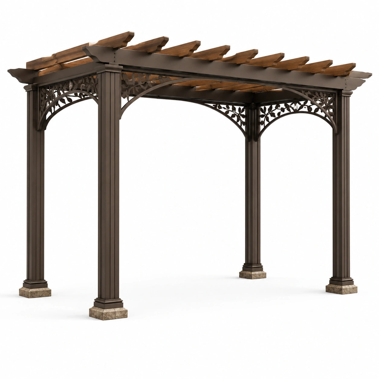 Pergola Rechteckig 300x400 cm Aluminium und Holz Braun