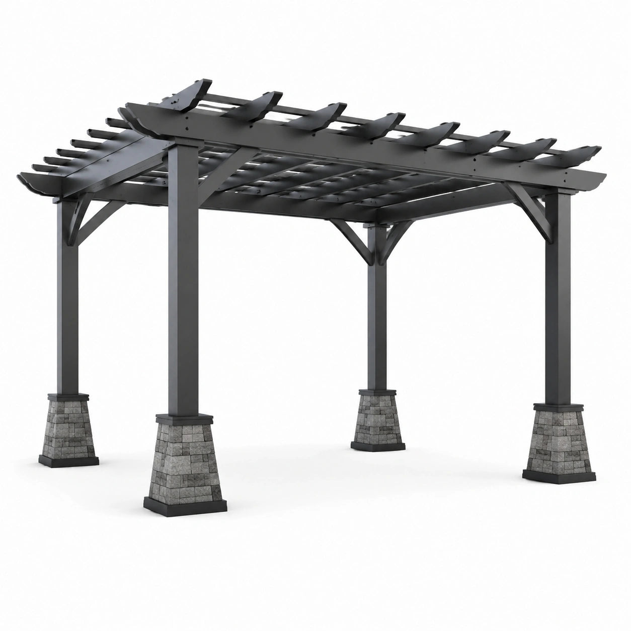 Aluminium Pergola 3x3m mit Stahl- und Steinteilen Anthrazit